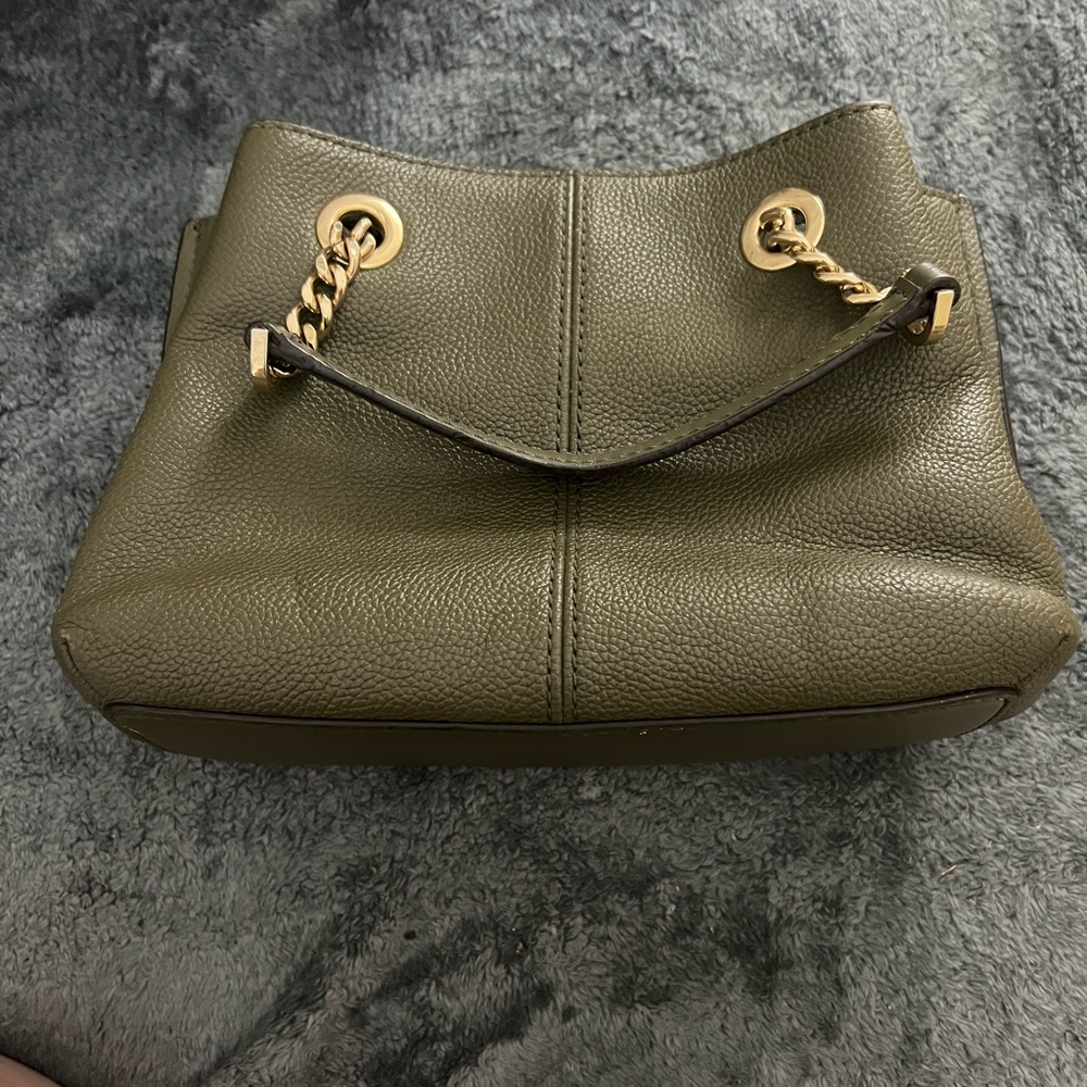 Michael Kors Teagan Satchel Duffle Green Purse Pebbled Leather - Picture 2 of 10